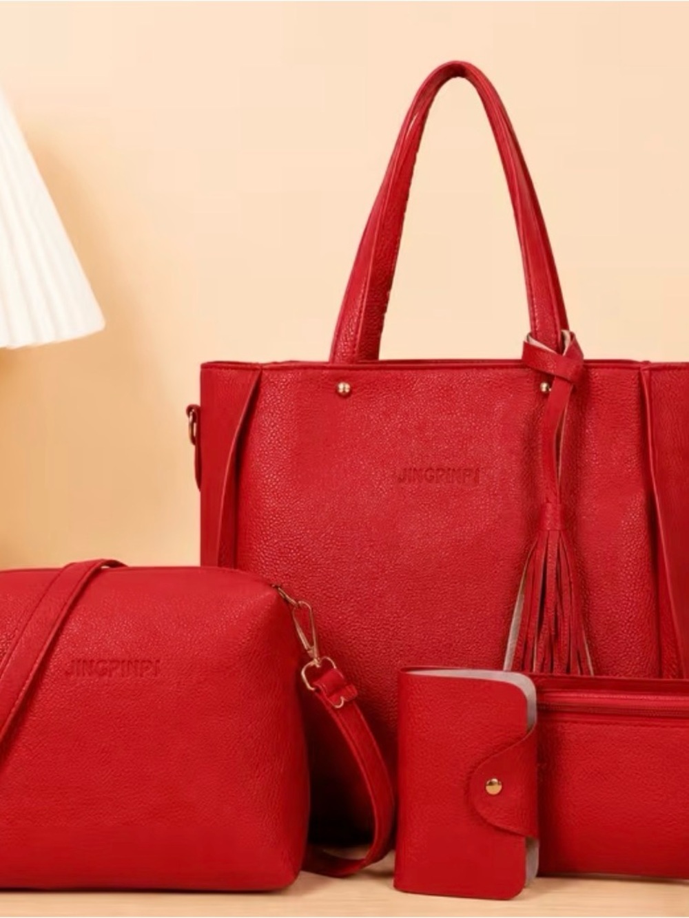 Red Women's Tote Bag with Tassel Accent - Brand: